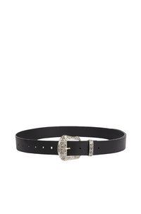 Kenzo Buckle Leather Western Belt - Black