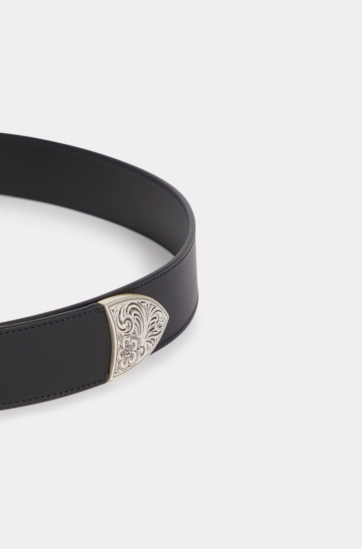 Kenzo Buckle Leather Western Belt - Black
