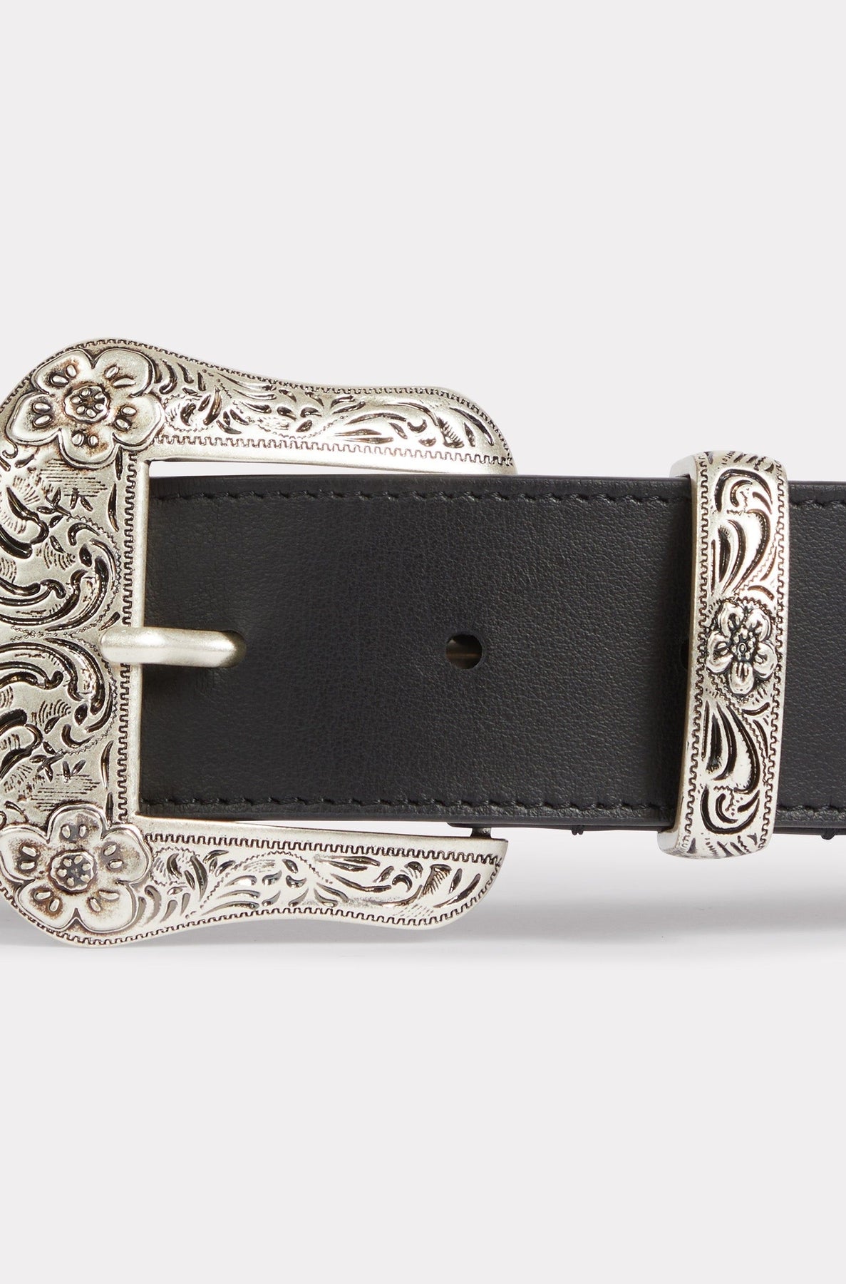 Kenzo Buckle Leather Western Belt - Black