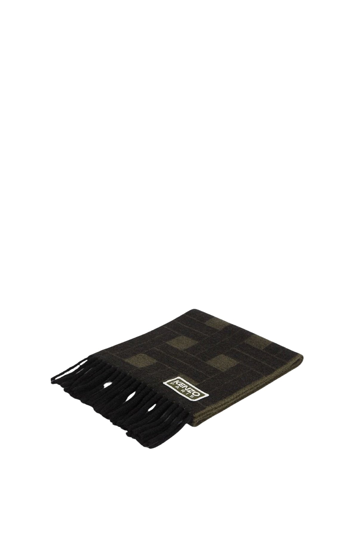 Kenzo Weave reversible wool scarf - Dark Khaki