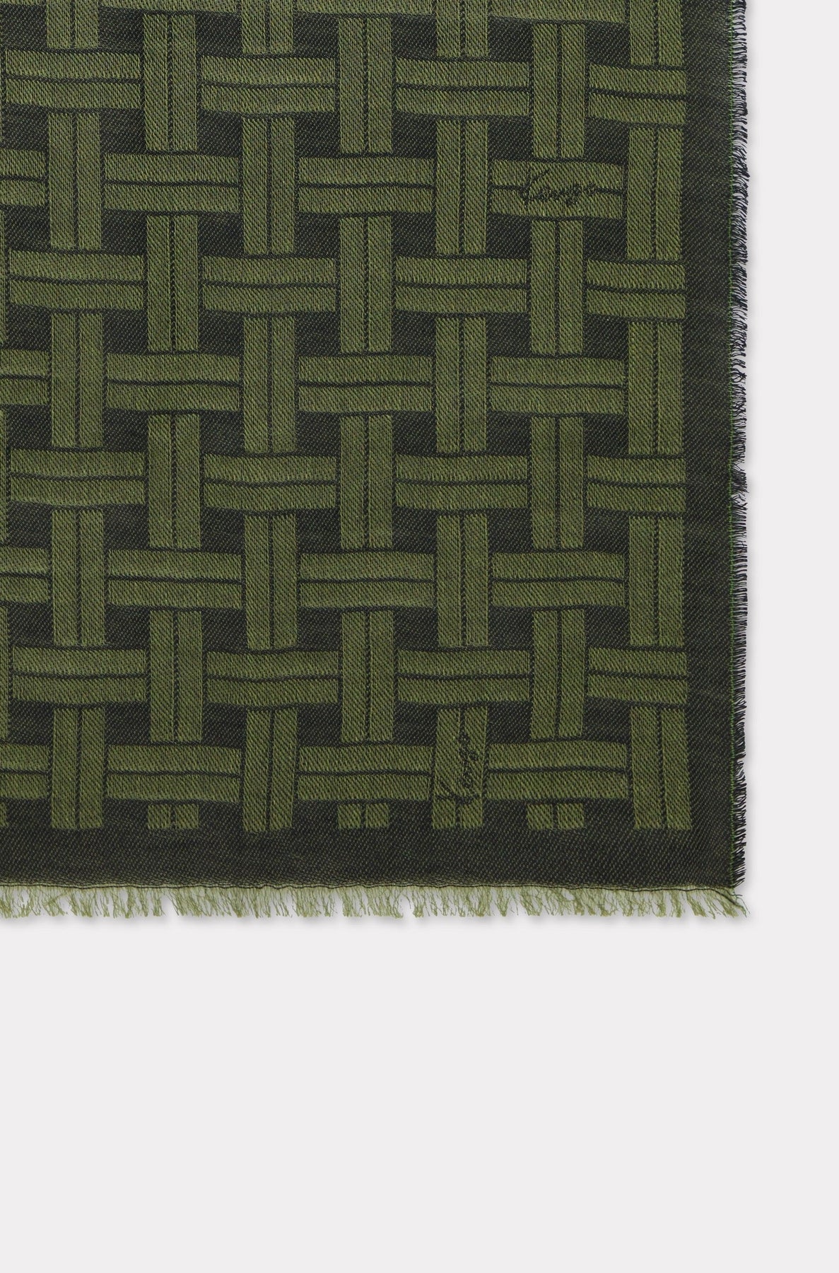 Kenzo Weave Wool Stole - Dark Khaki