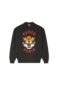 Pull brodé Lucky Tiger en laine - Black