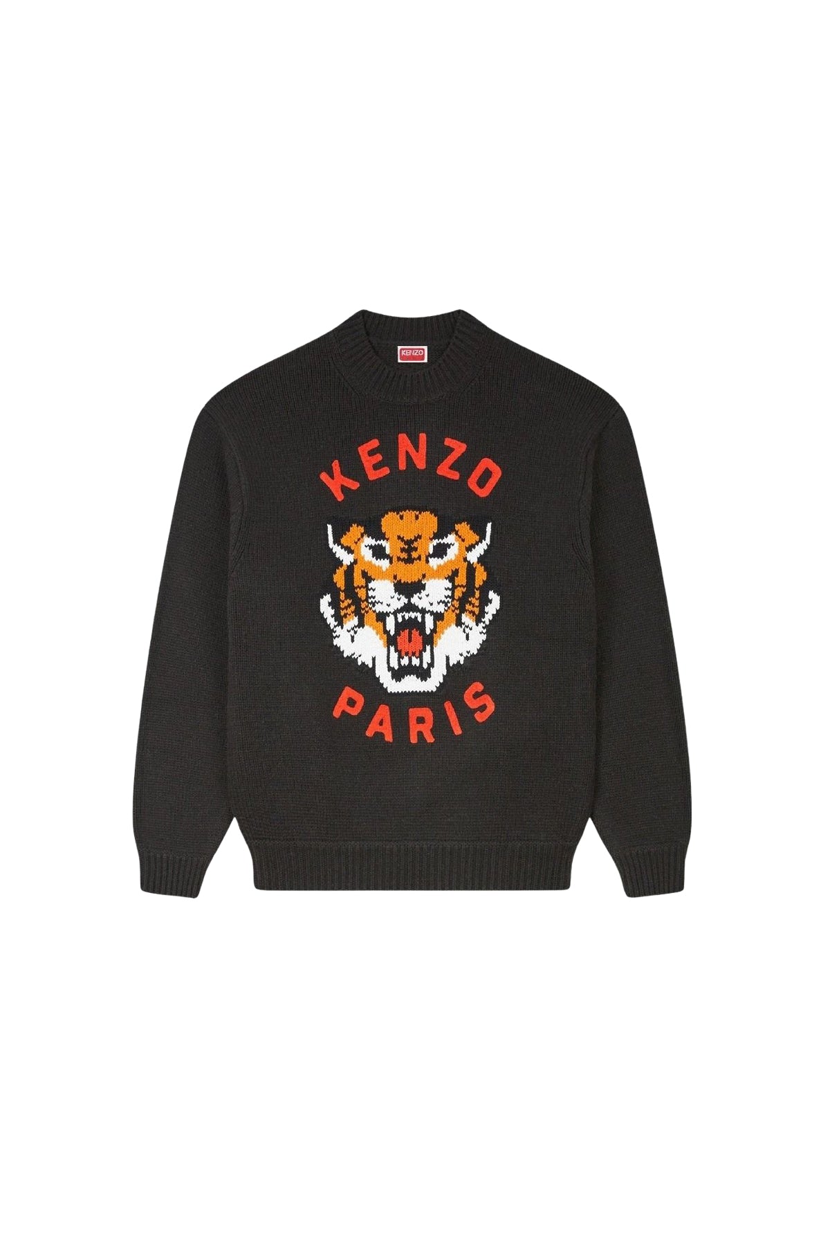 Pull brodé Lucky Tiger en laine - Black