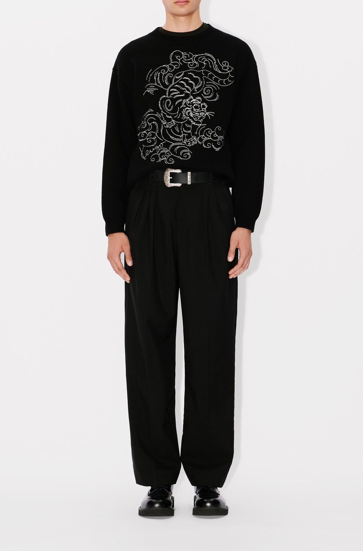 Pull brodé Kenzo Star Tiger en laine - Black