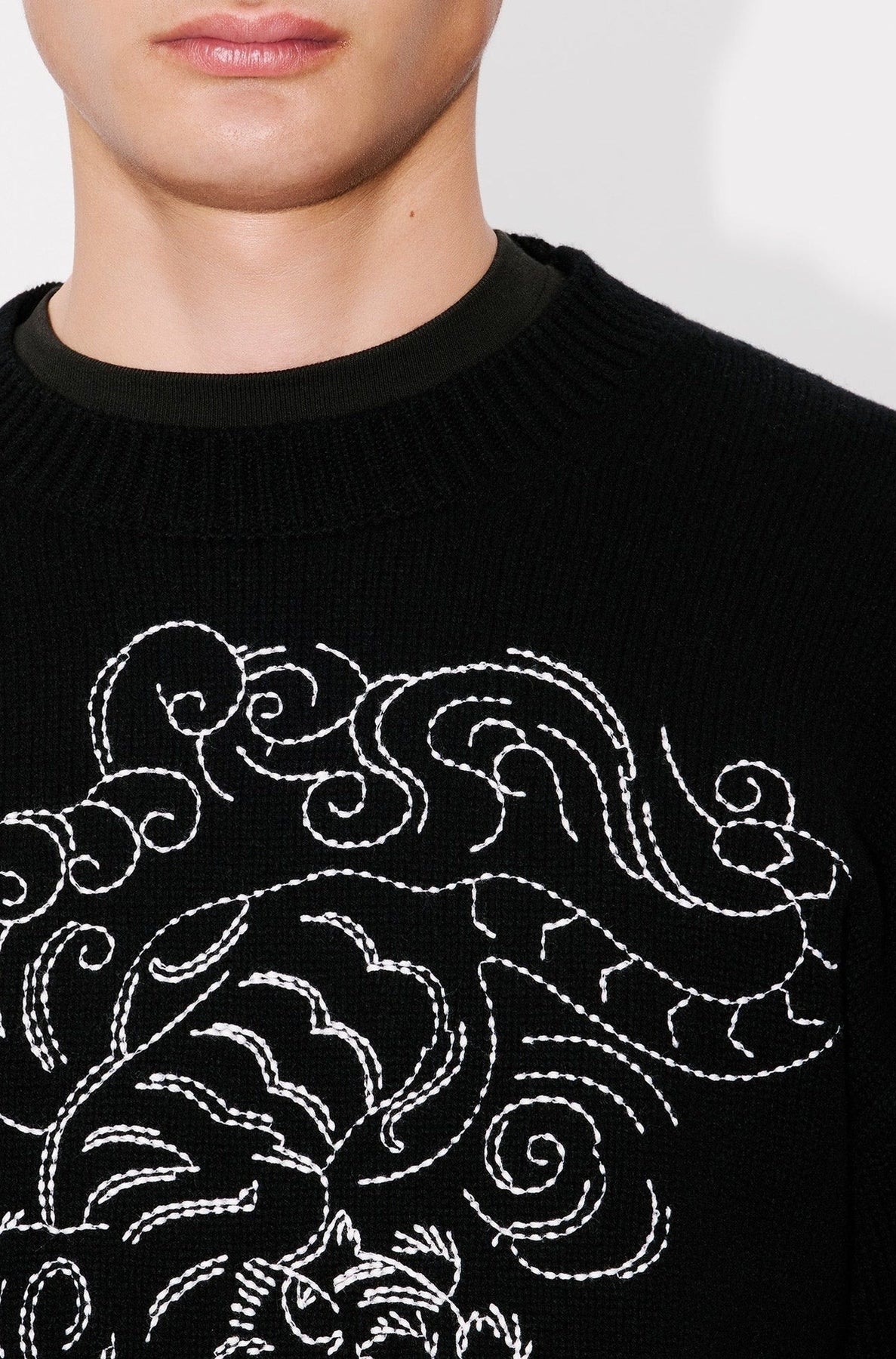 Pull brodé Kenzo Star Tiger en laine - Black