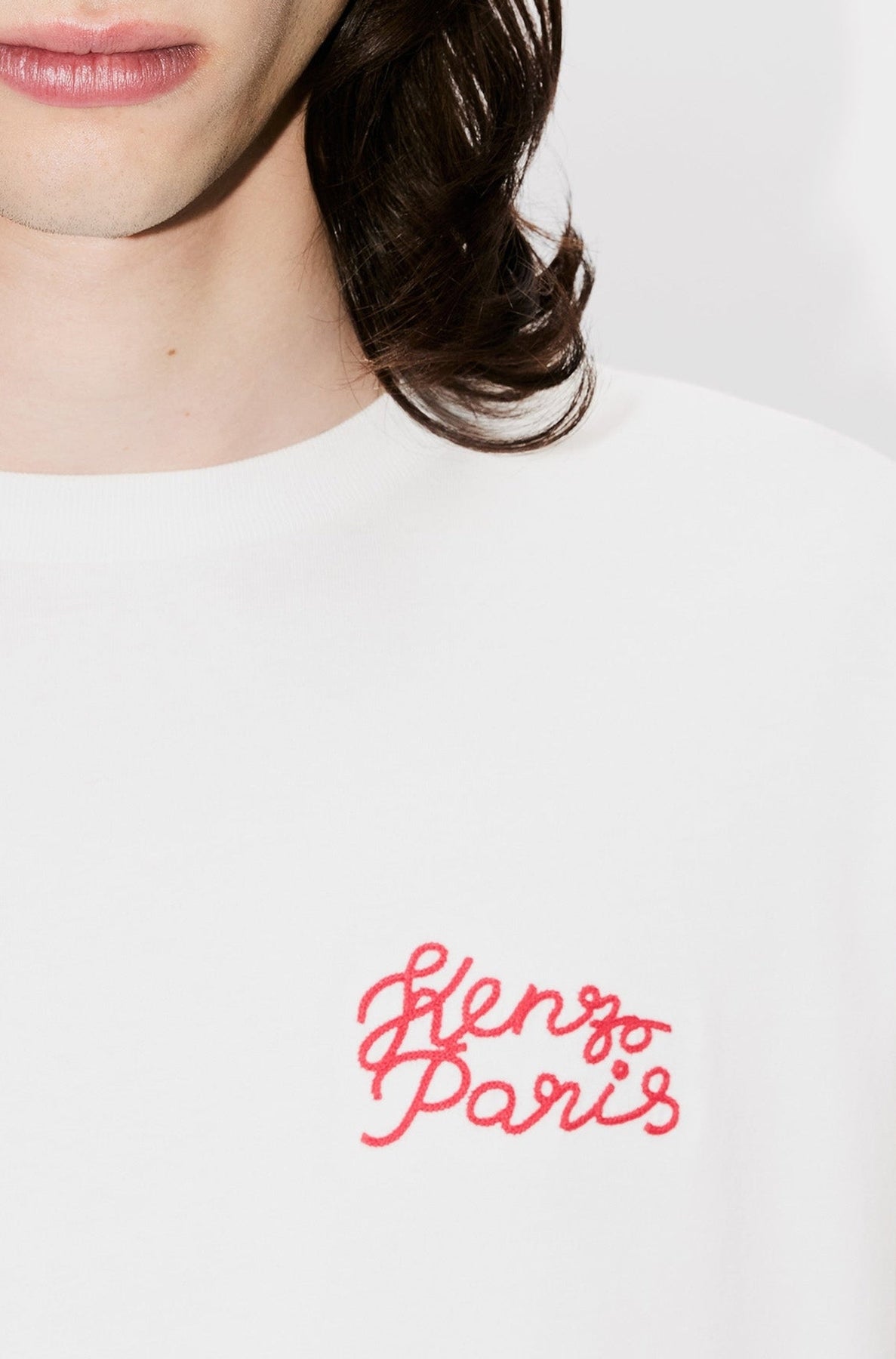 Oversized embroidered T-shirt Kenzo Jungle Heart - Off White