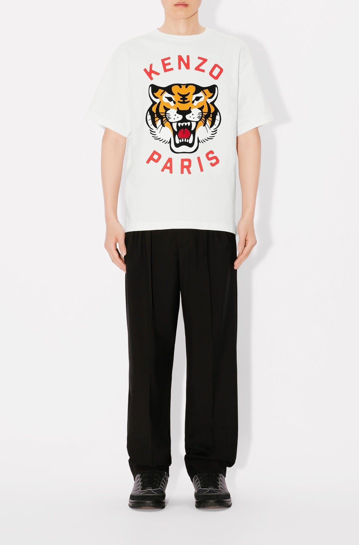 T-shirt oversize Lucky Tiger - Off White