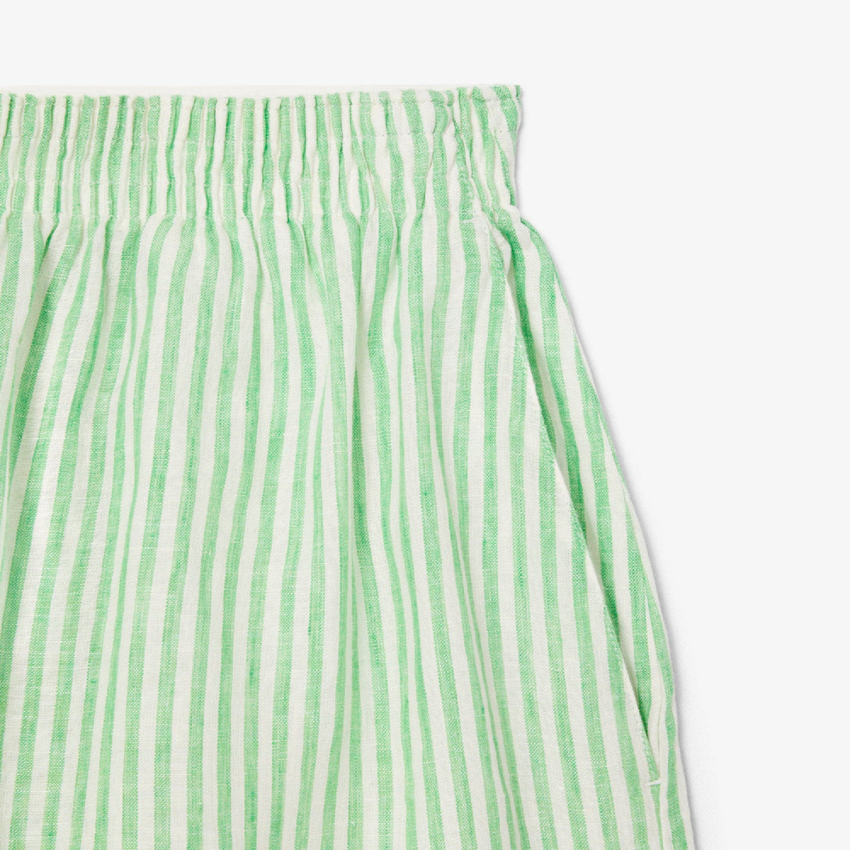 Short ample rayé en lin - Blanc & Peppermint