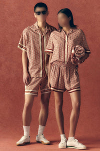 Short fluide imprimé en monogramme - Latte & Cristalline