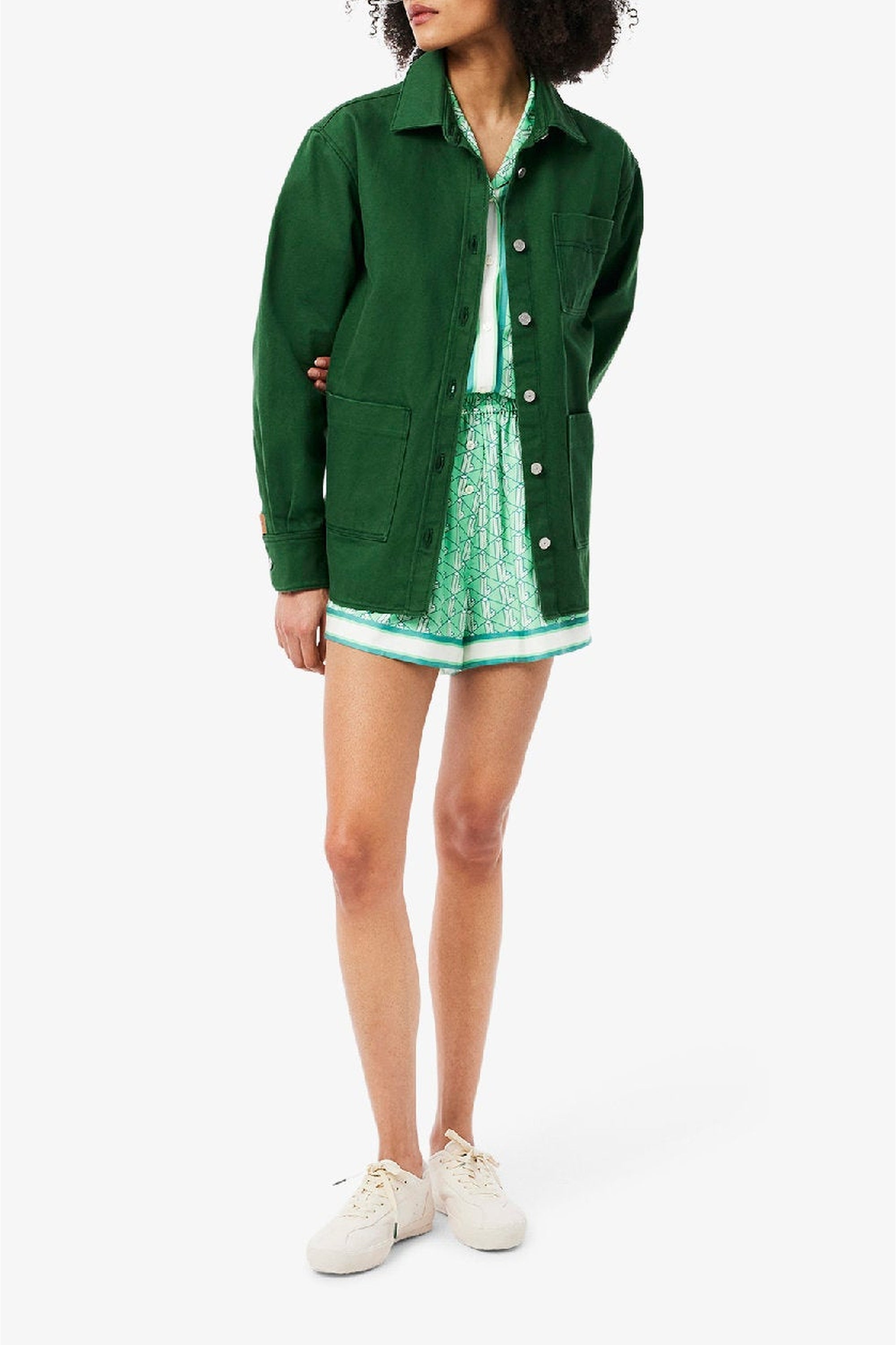 Short fluide imprimé en monogramme - Marine & Blanc