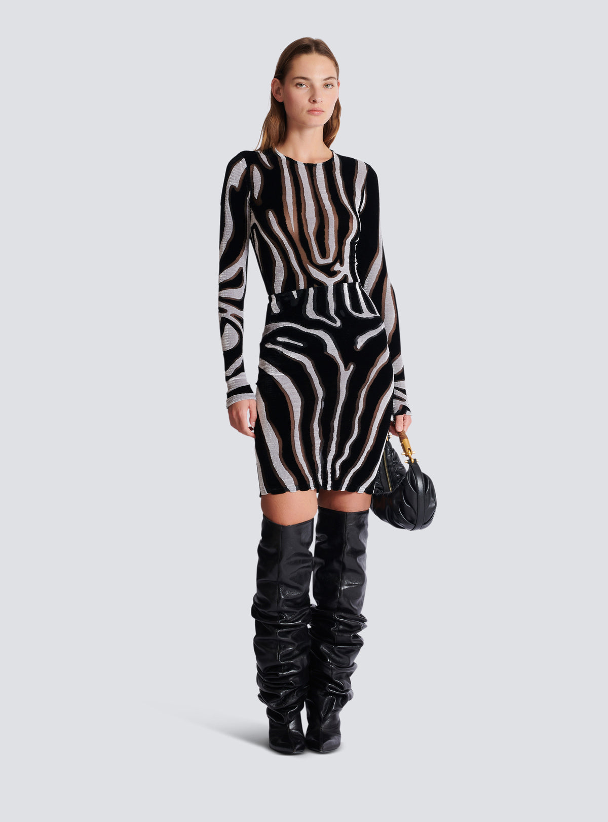 Top ajusté en velours zébré - Noir & Blanc