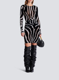 Fitted zebra velvet top - Black & White