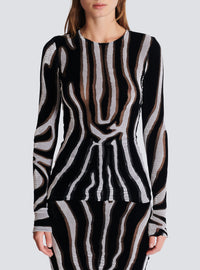 Top ajusté en velours zébré - Noir & Blanc