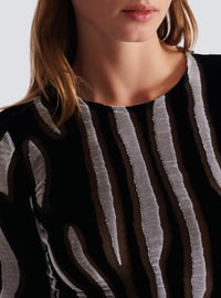 Fitted zebra velvet top - Black & White