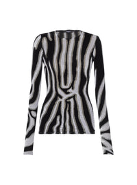 Fitted zebra velvet top - Black & White