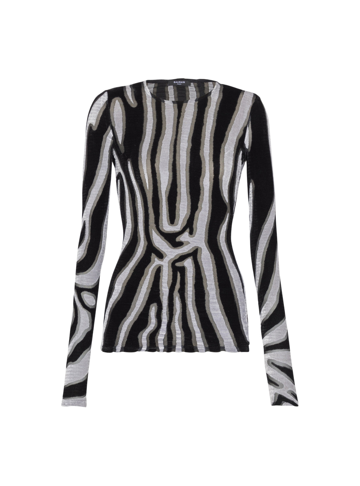 Fitted zebra velvet top - Black & White
