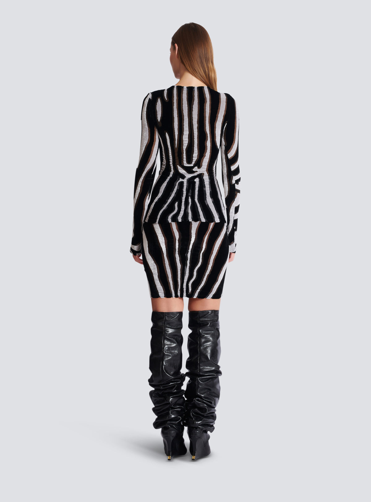 Top ajusté en velours zébré - Noir & Blanc