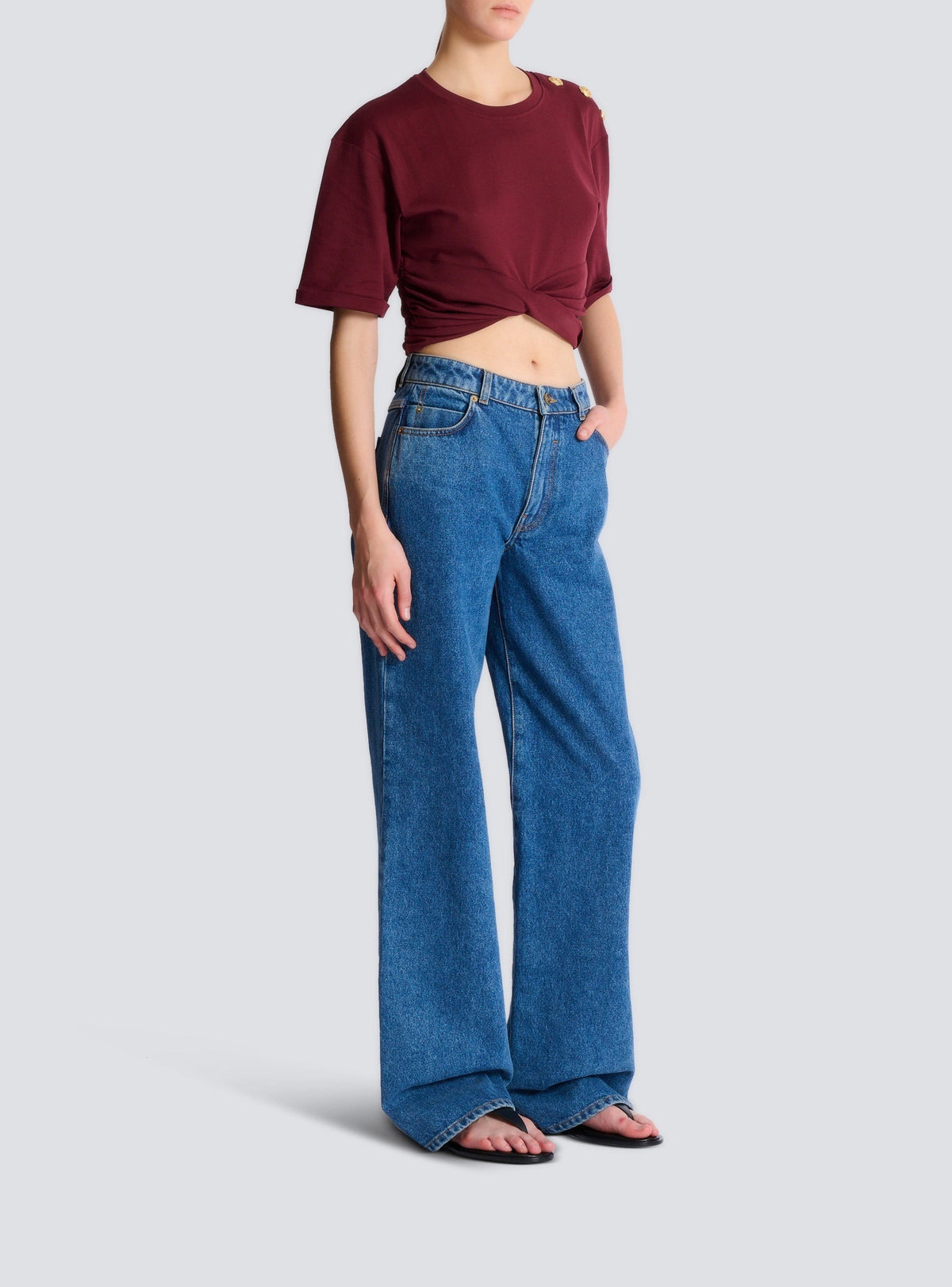Knotted cropped T-shirt - Purple
