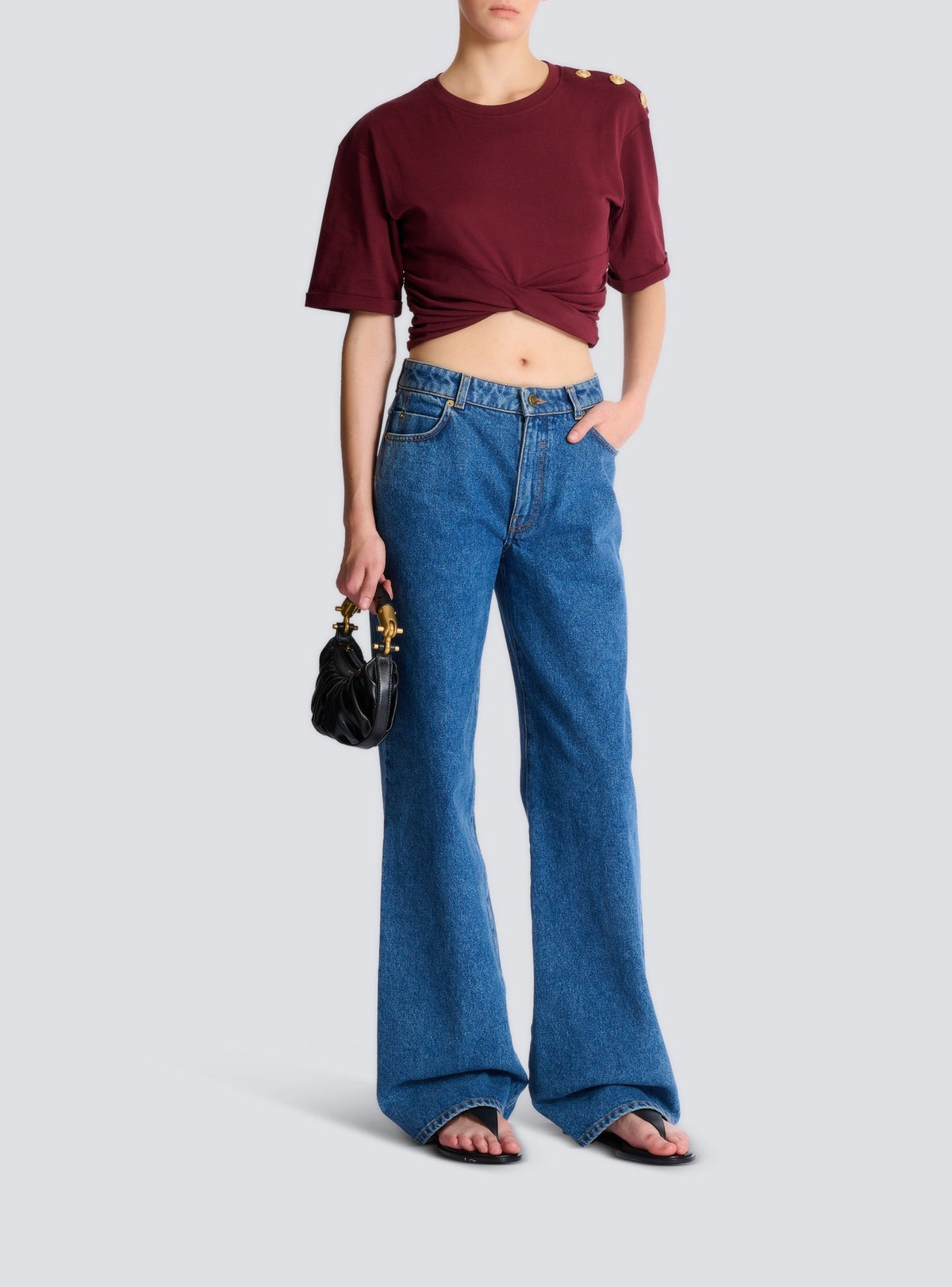 Knotted cropped T-shirt - Purple