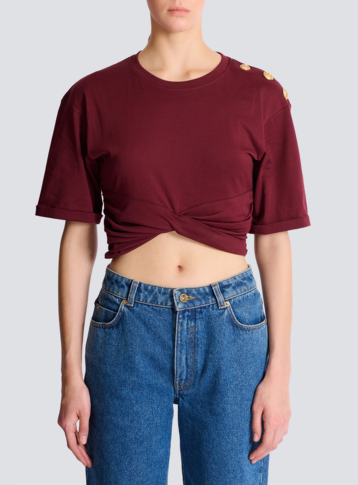 T-shirt court noué - Violet