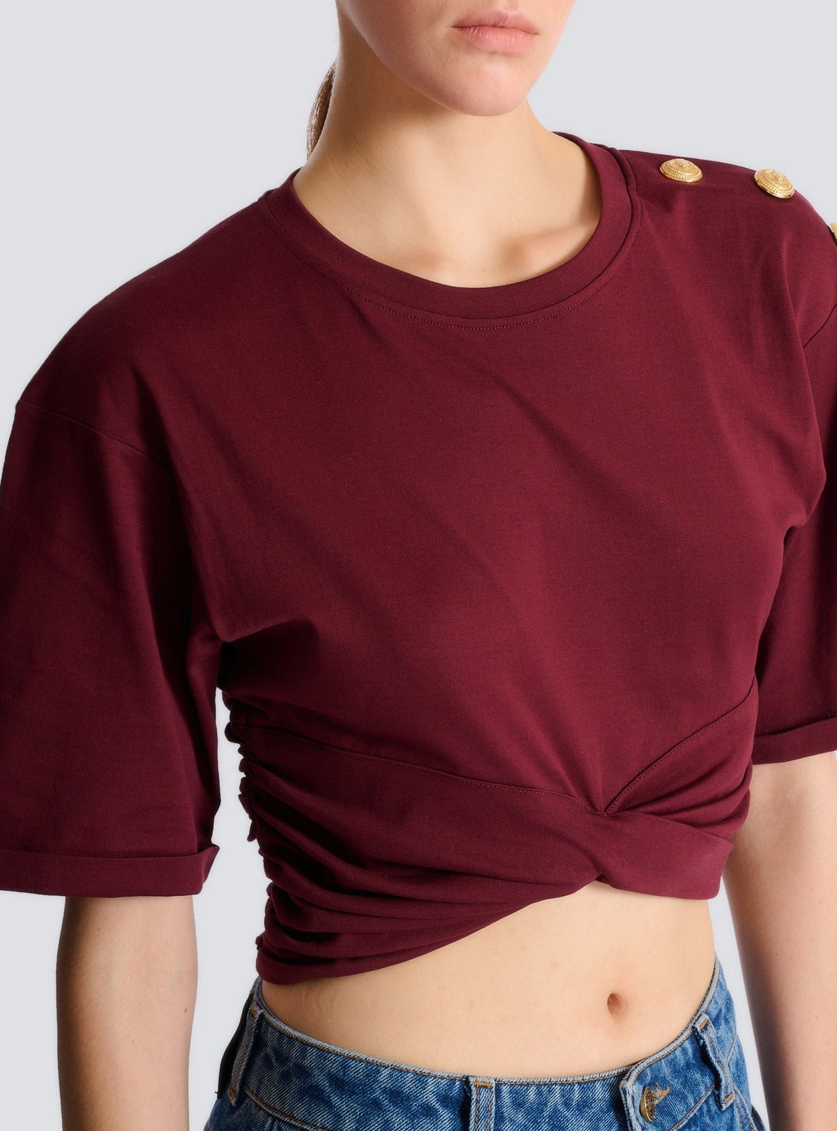 Knotted cropped T-shirt - Purple