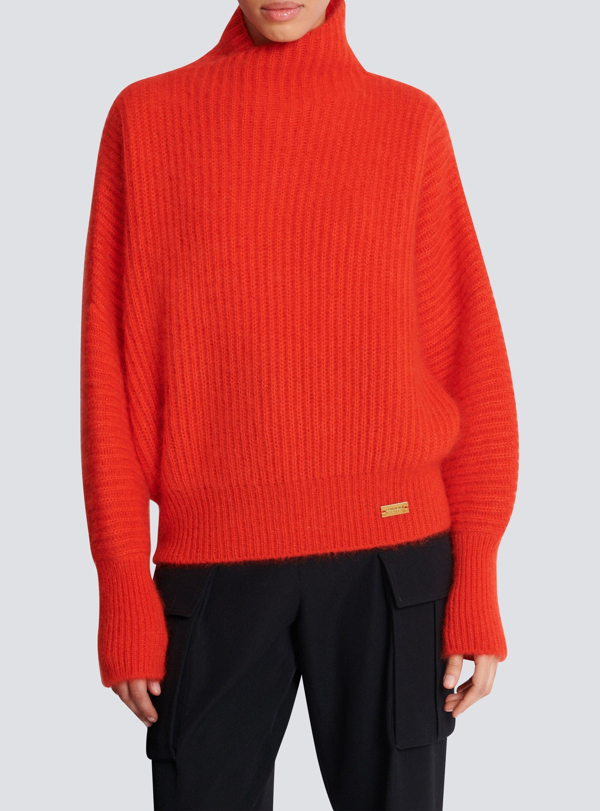 Wool sweater with statement collar - Red