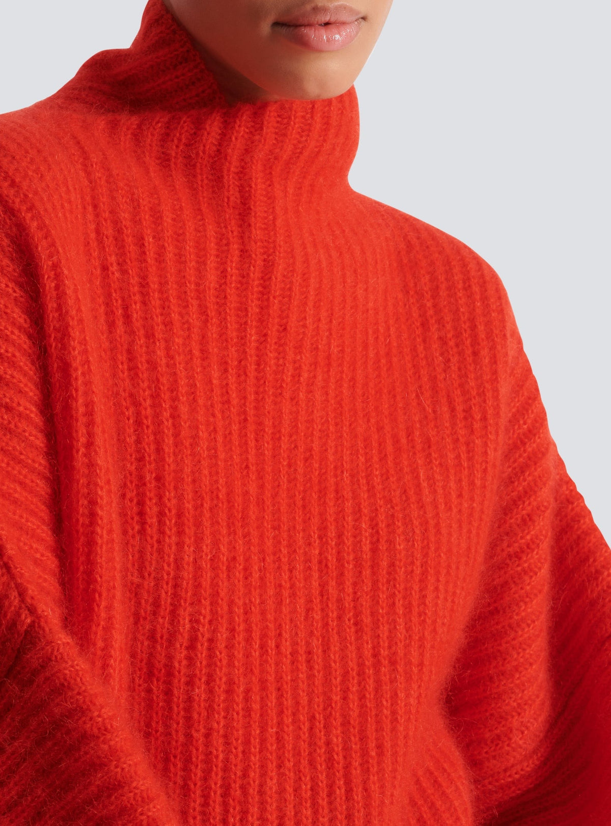 Wool sweater with statement collar - Red
