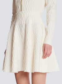 Jupe patineuse en maille croco - Naturel