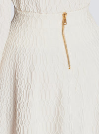 Jupe patineuse en maille croco - Naturel