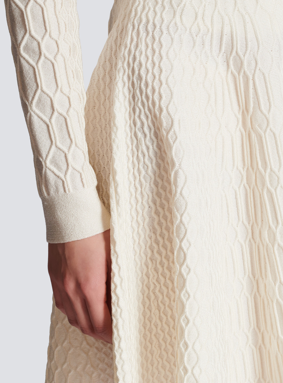 Jupe patineuse en maille croco - Naturel