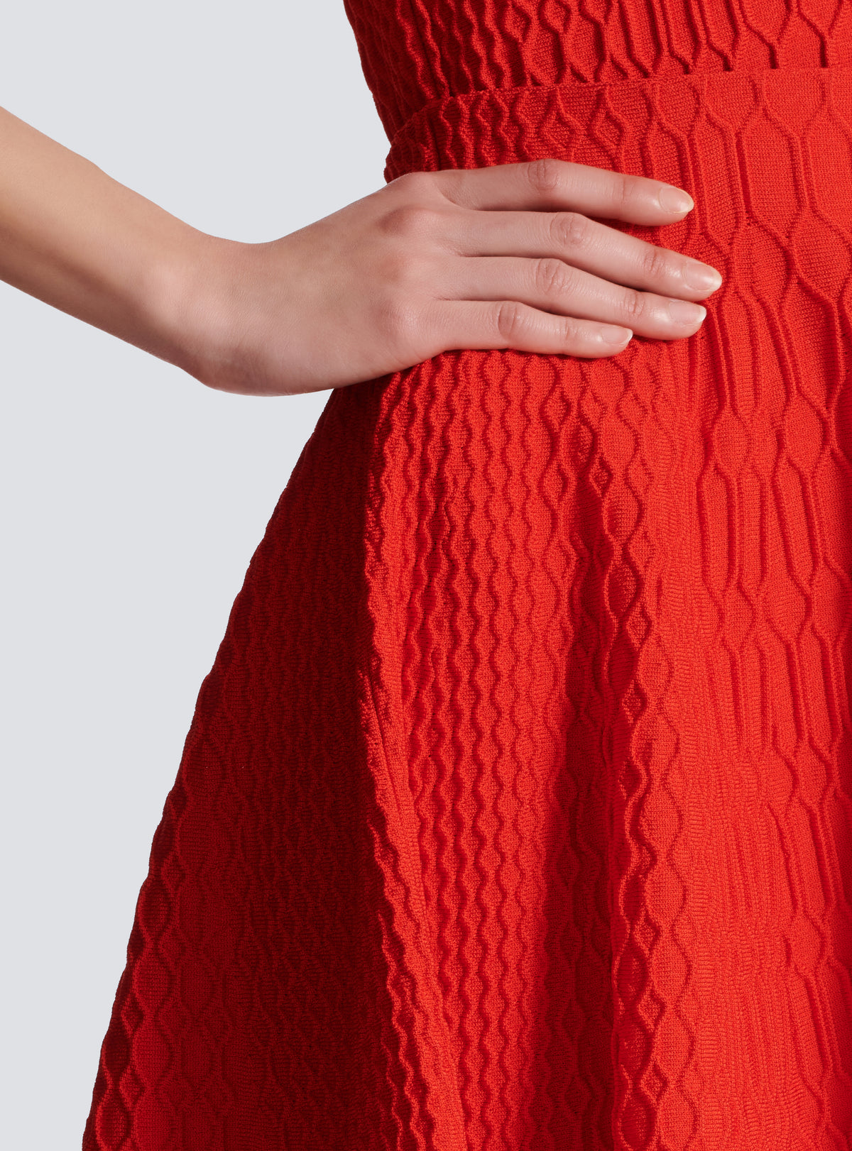 Jupe patineuse en maille croco - Rouge