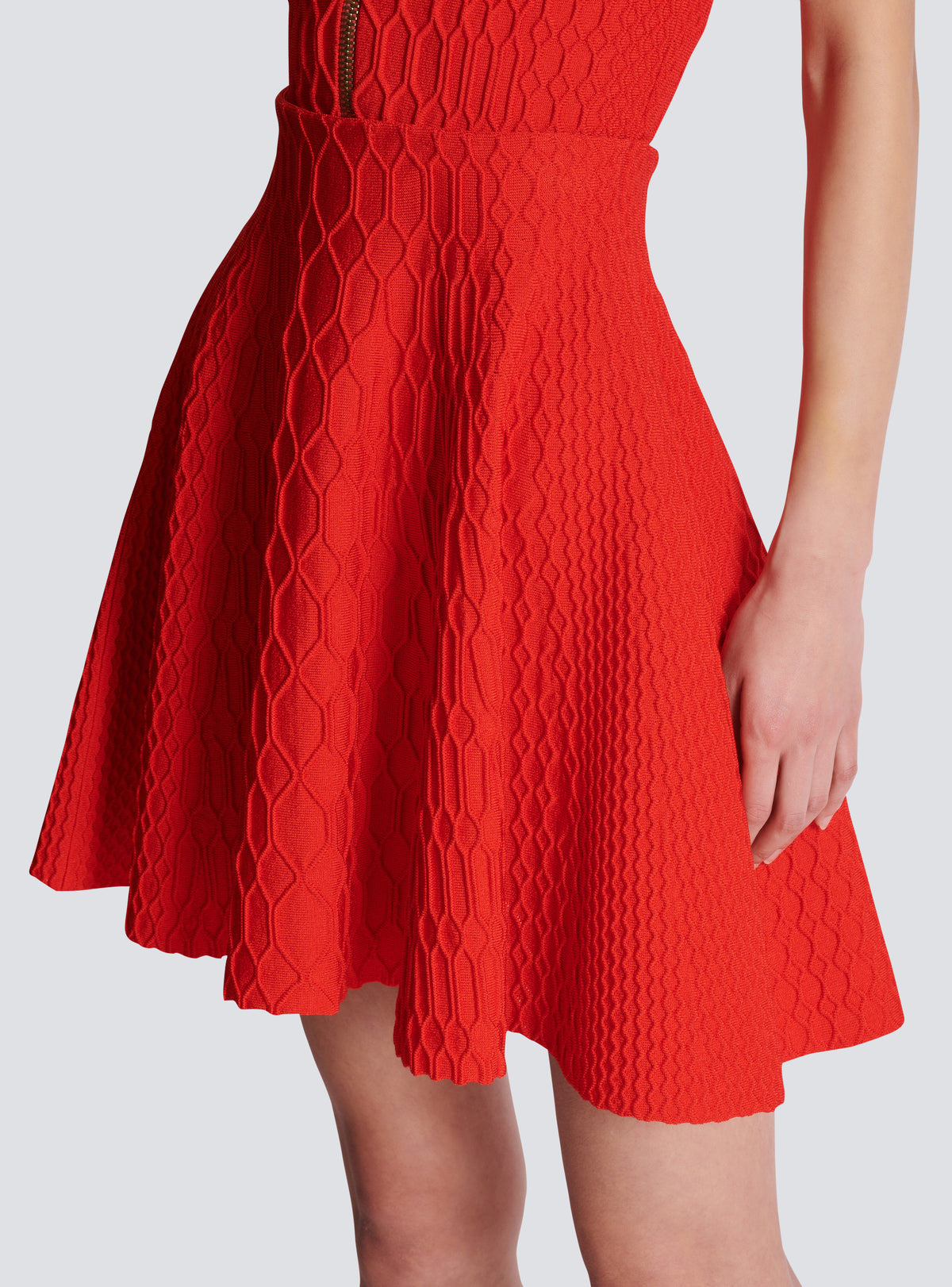 Jupe patineuse en maille croco - Rouge