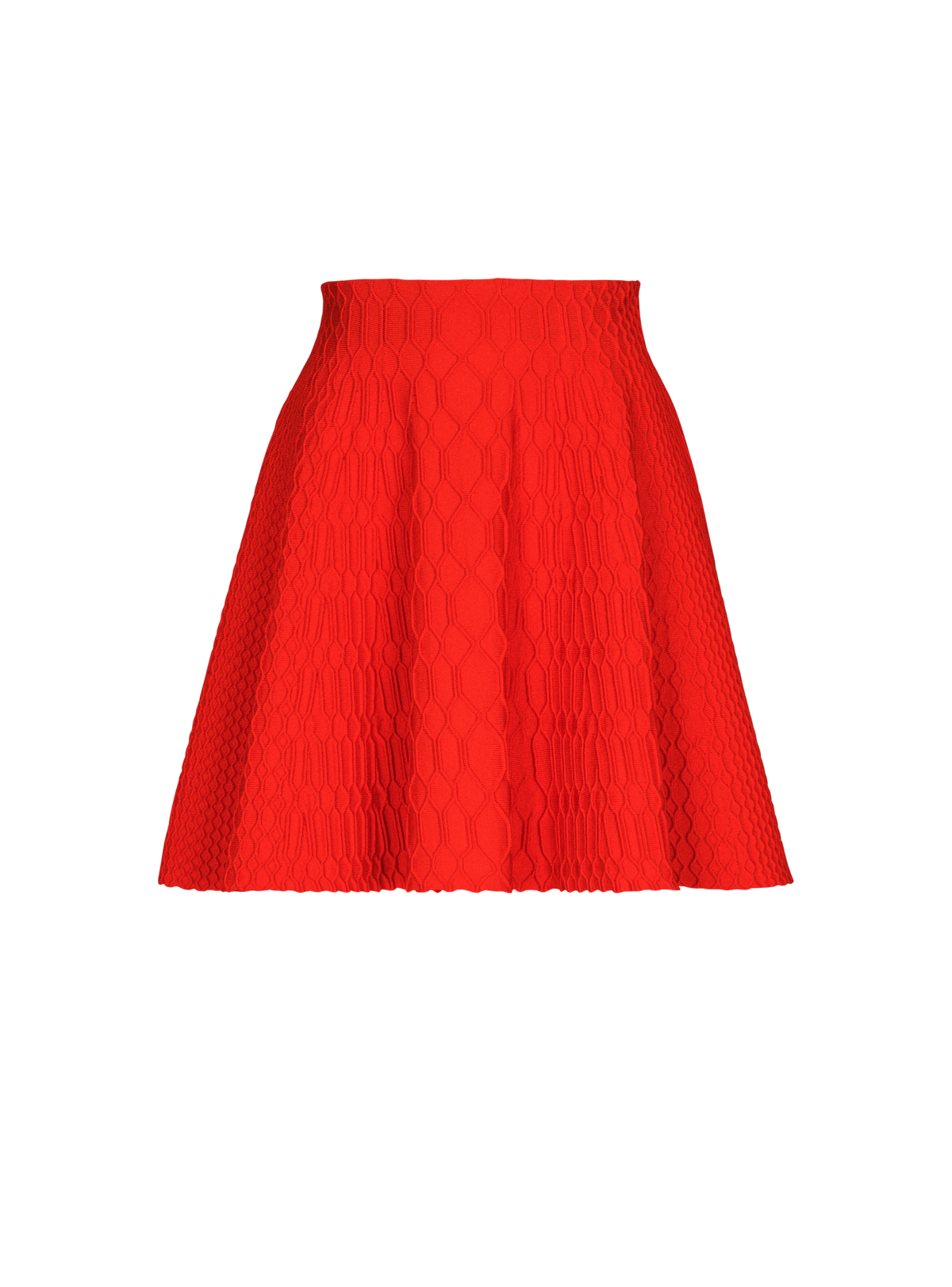 Jupe patineuse en maille croco - Rouge