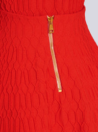 Jupe patineuse en maille croco - Rouge