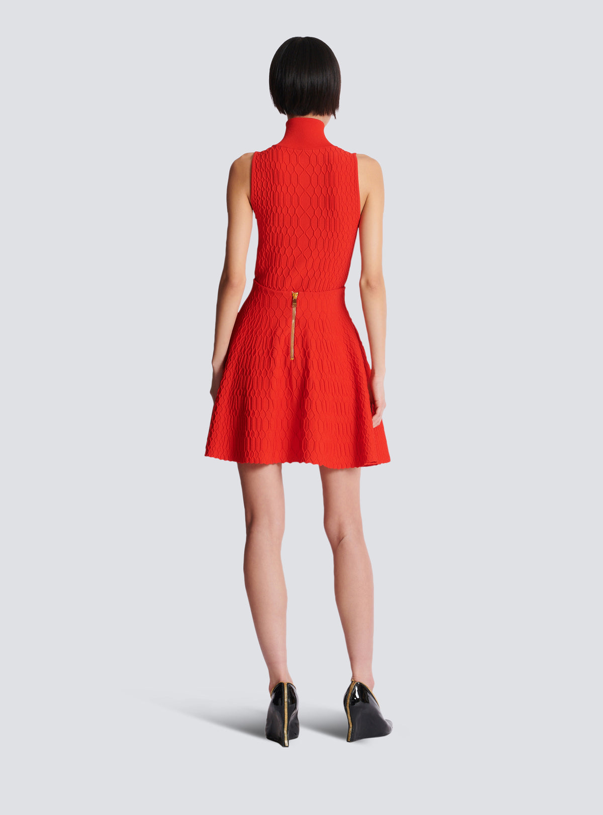 Jupe patineuse en maille croco - Rouge
