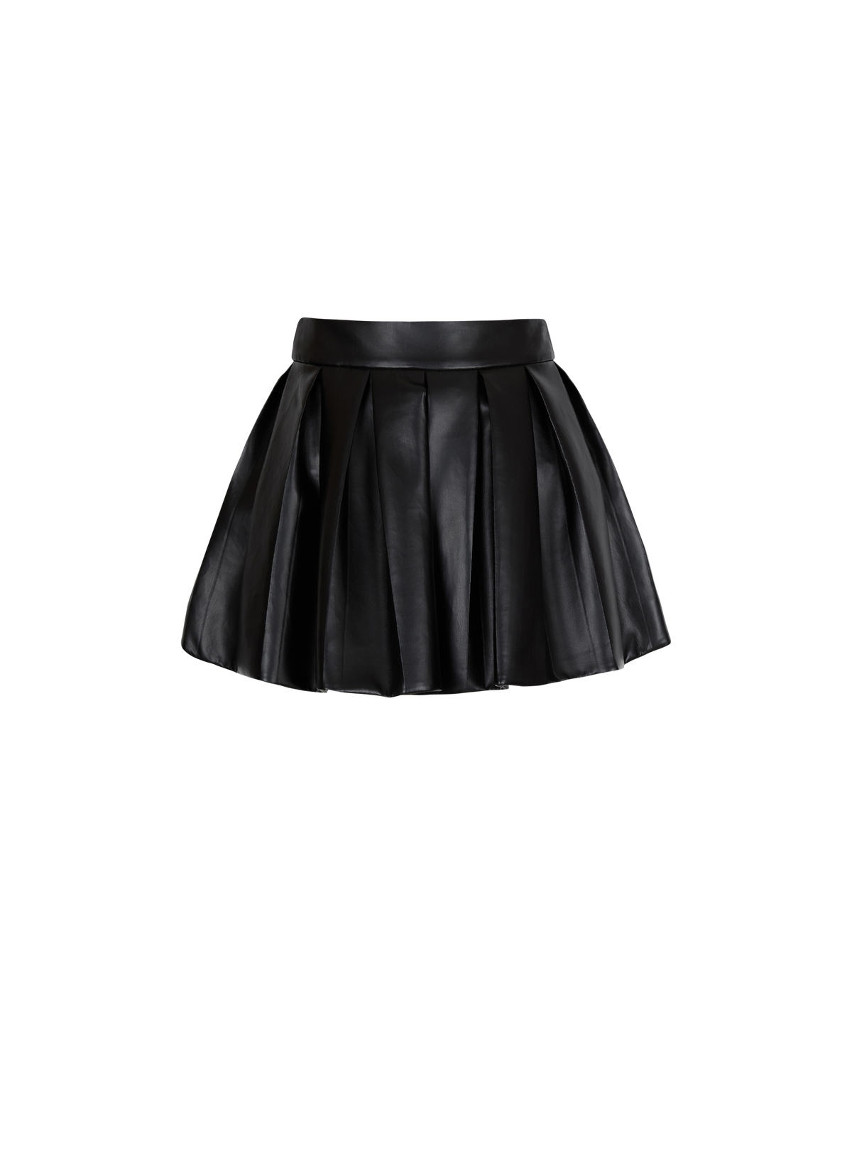 Jupe courte plissée en cuir synthétique - Noir