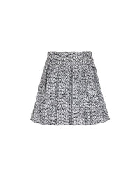 Jupe plissée en tweed zippée - Noir & Blanc