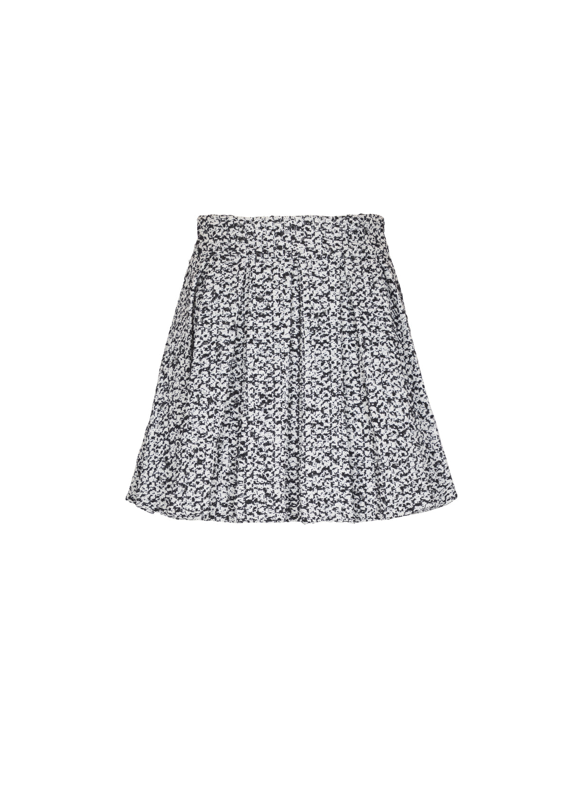 Jupe plissée en tweed zippée - Noir & Blanc