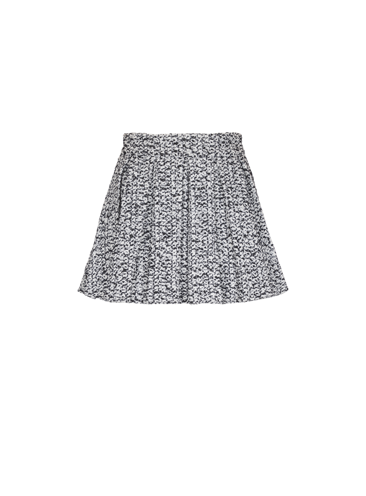 Jupe plissée en tweed zippée - Noir & Blanc