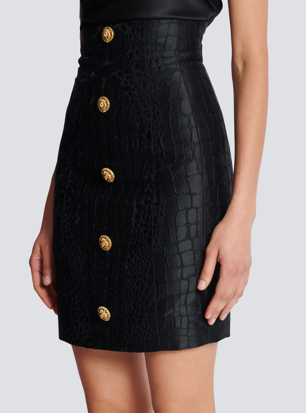 Jupe crayon effet croco - Noir