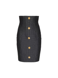 Embossed-effect pencil midi skirt - Black
