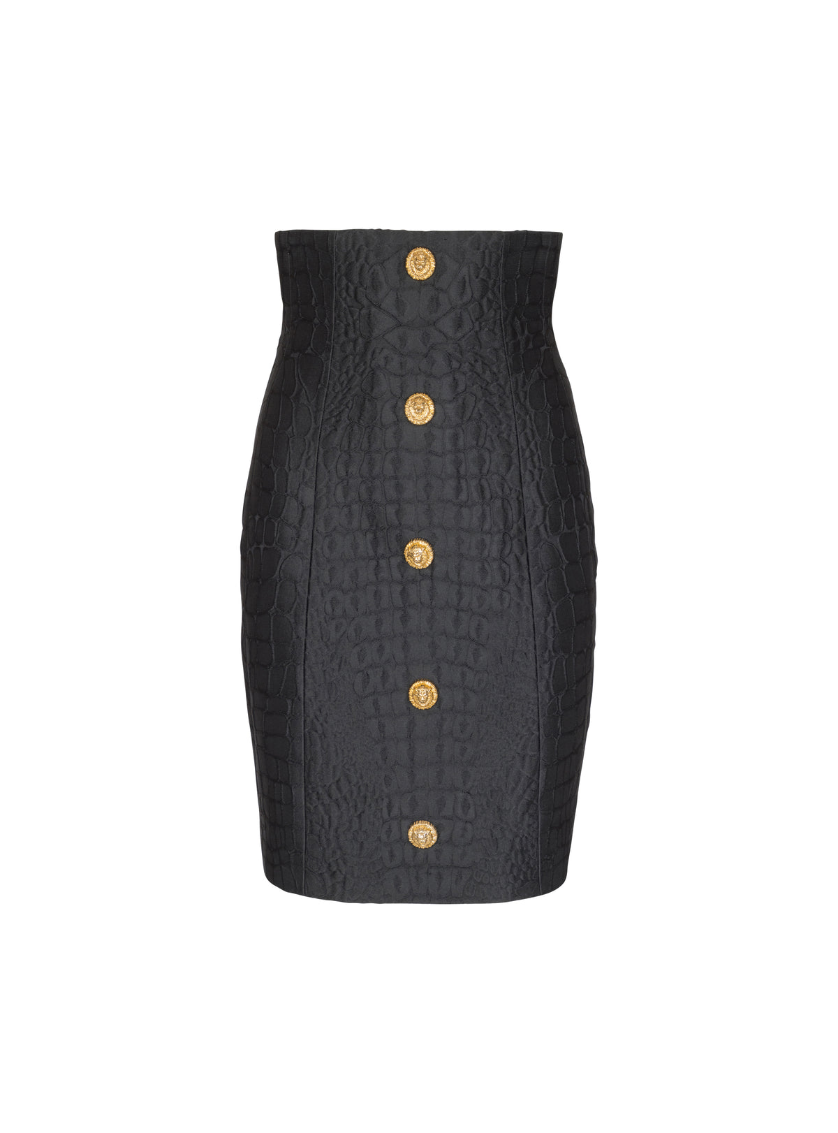 Embossed-effect pencil midi skirt - Black