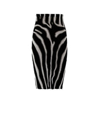 Zebra velvet pencil midi skirt - Black & White