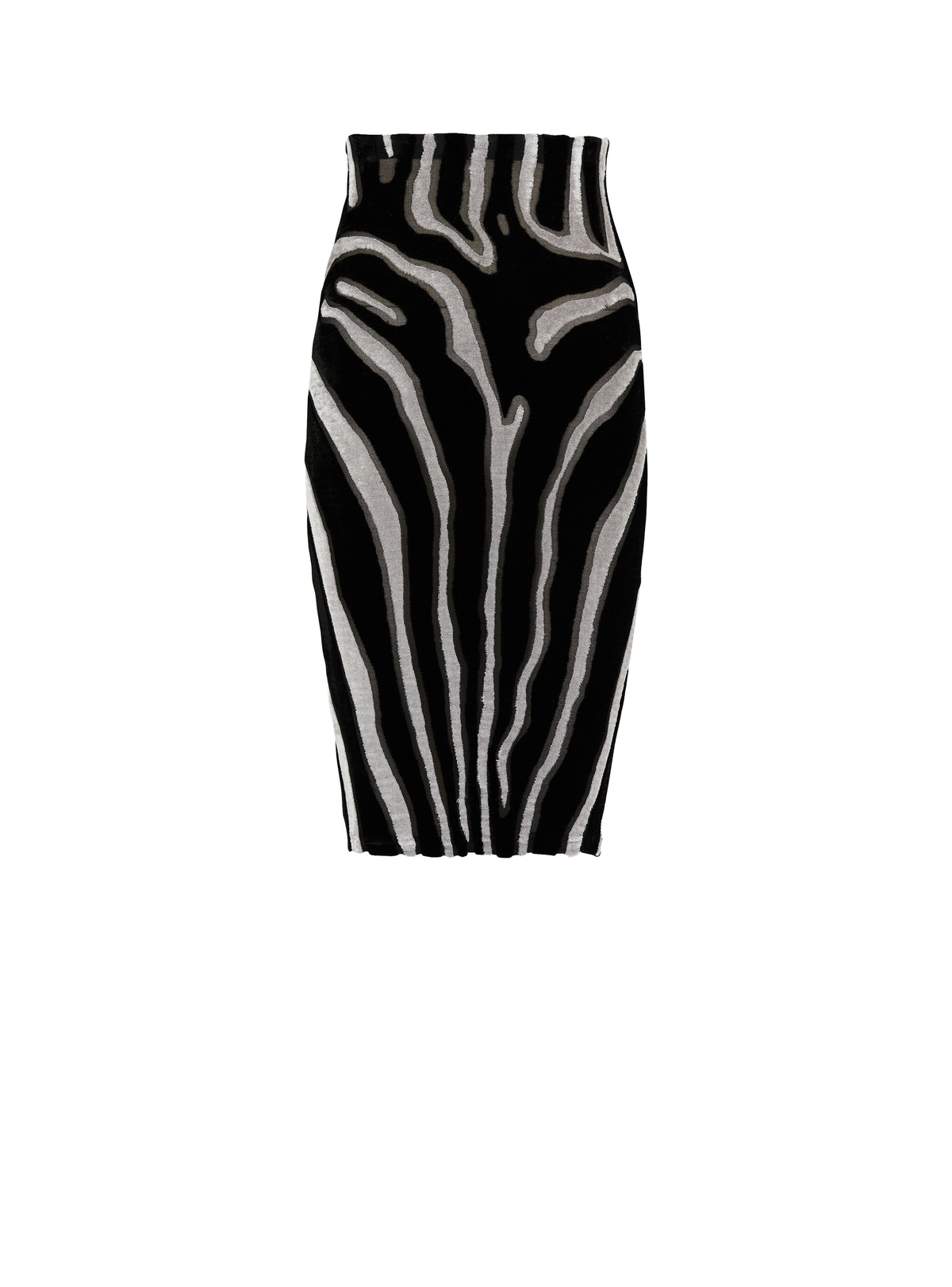 Zebra velvet pencil midi skirt - Black & White
