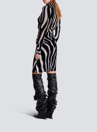 Zebra velvet pencil midi skirt - Black & White