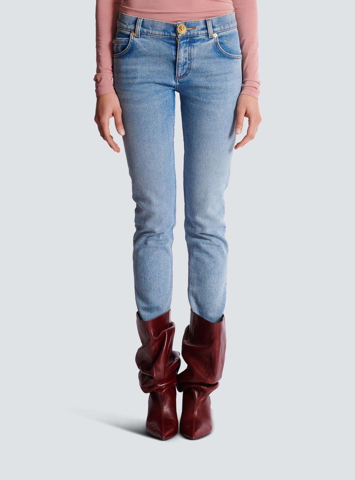 Jean skinny en denim délavé - Bleu Jean Délavé