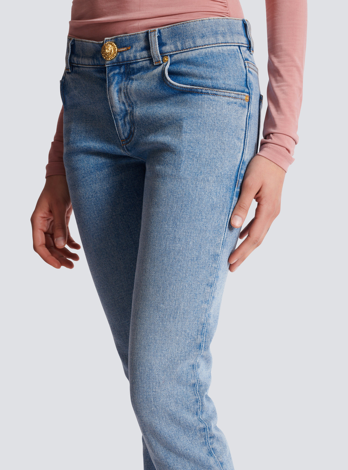 Jean skinny en denim délavé - Bleu Jean Délavé