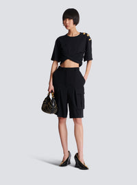 Bermuda en laine grain de poudre - Noir