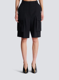 Bermuda en laine grain de poudre - Noir