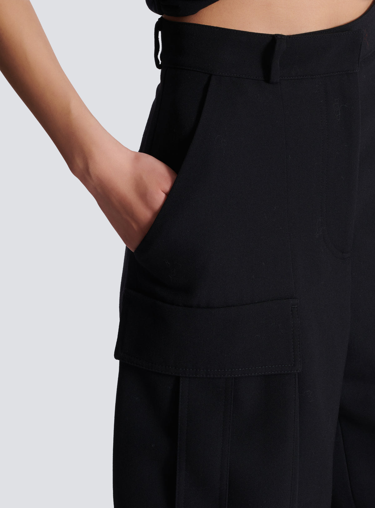 Bermuda en laine grain de poudre - Noir